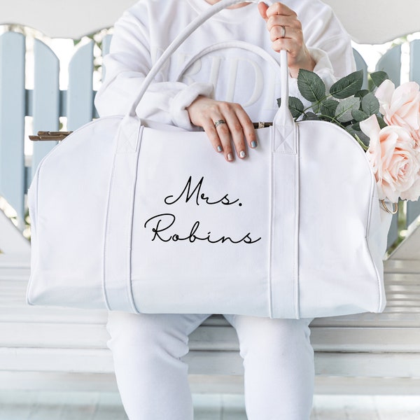 Personalized Bridal Weekender Bag, Engagement Gift, Large Bride Tote Bag, Wedding Gift, Bridal Shower Gift, Gift For Bride, Honeymoon Gift