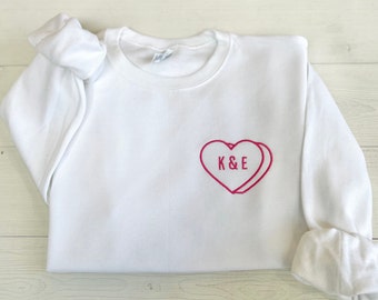 Personalized Couples Gift, Custom Embroidered Sweatshirt, Embroidered Crewneck, Custom Heart Sweatshirt, Initials