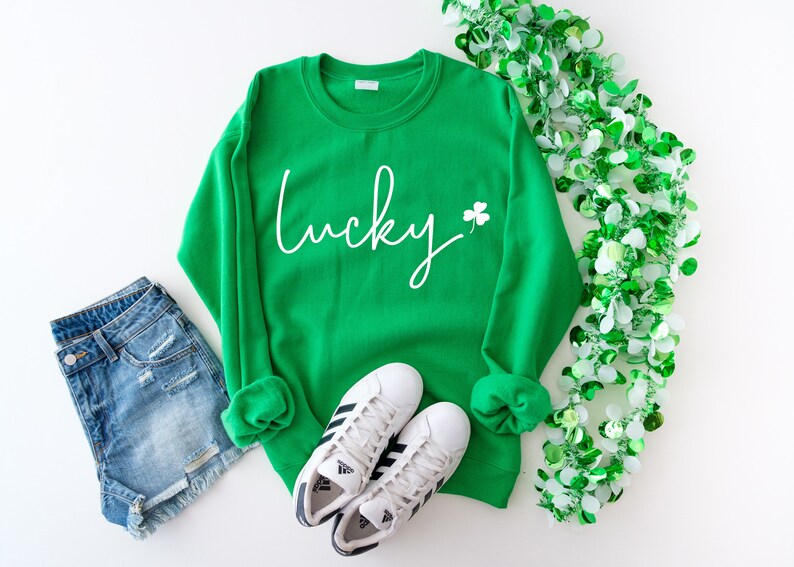 St. Patricks day sweatshirt Women's Saint Paddy's day outfit Cute Saint Paddy's day wear Lucky Sweater Shamrock Top image 1