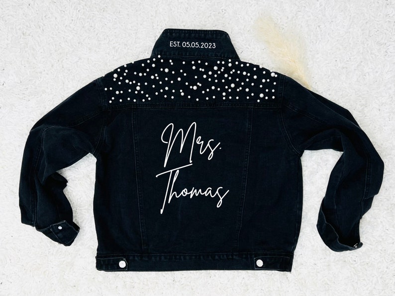 Personalized Jean Jacket Bride Jean Jacket Engagement Gift for Bride Personalized Gift Custom Bridal Gift Customized gift for Bride