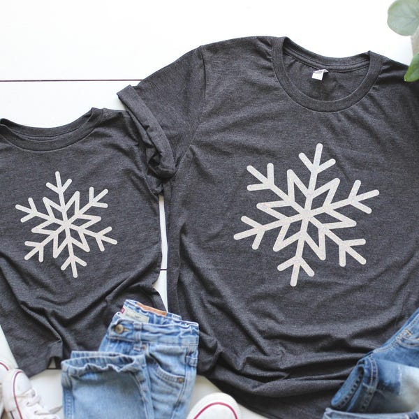 Matching Family Christmas Shirts, Snowflake Holiday T-shirts