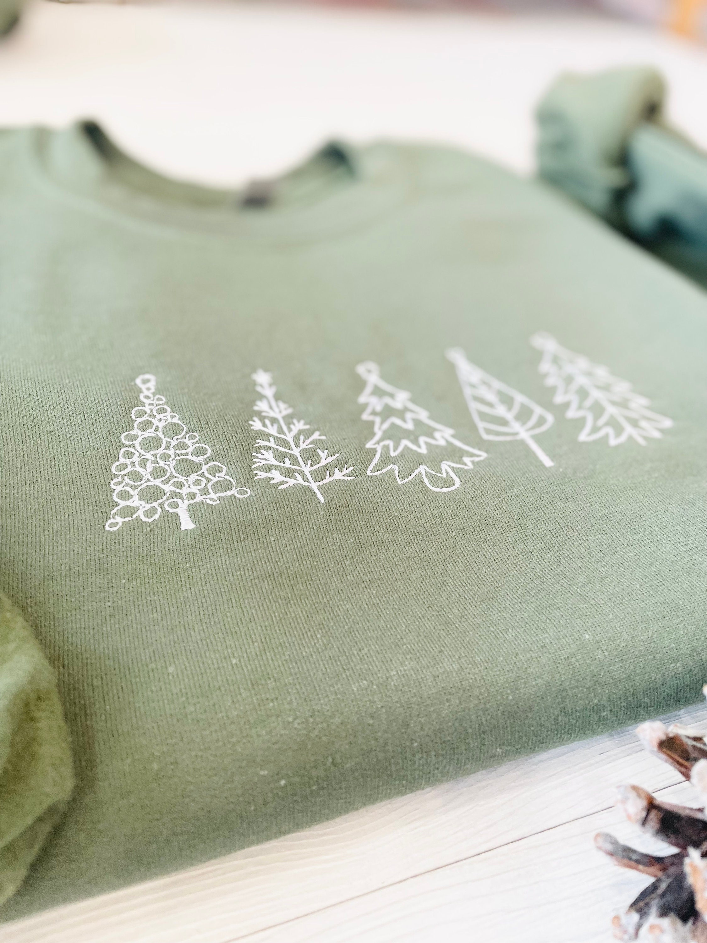 Christmas Tree Embroidered Sweatshirt, Christmas Sweatshirt 