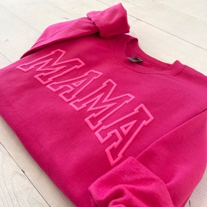 Neon Puff Pink Sweatshirt, Hot pink Mom, Mama Sweatshirt, Mothers Day Gift, Cool Mom, First Mothers Day Gift, Mom Life Shirt, New Mom Gift image 5