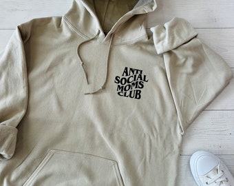 Anti Social Moms Club Hoodie, New Mom Sweatshirt, Baby Shower Gift, Mom Gifts, Mother's Day Hoodie, Mom Life, New Mom Outfit, Streetwear