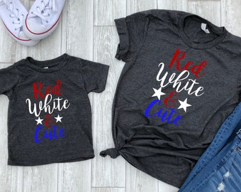 Red White & Cute Fourth of July Matching Tees