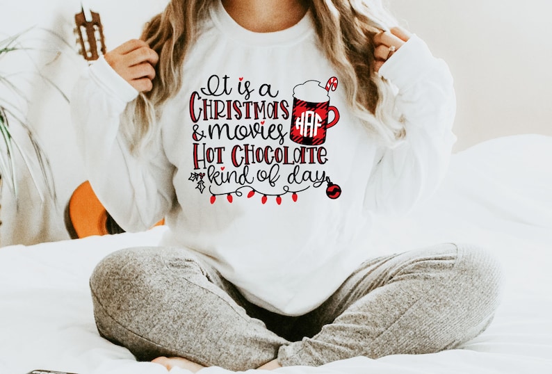 Monogram christmas pajamas Christmas movie shirt Womens image 1