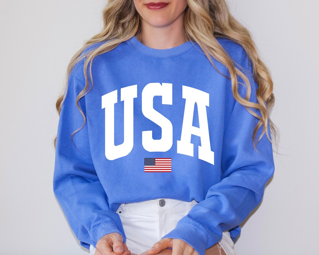 LivyLu - Thrifted 4th of July American Bell Sweatshirt Light Blue main image 1