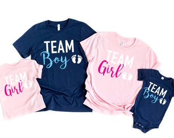 gender reveal shirts - team girl shirts - team boy shirts- reveal party shirts - announcement shirts - gender reveal idea - family reveal