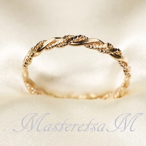 Twist No.6- Twisted Style braided Flat 14K Gold Filled Ring: Stackable 2.2mm Band