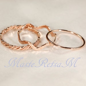 SET-E 14k Gold Filled Stack Ring Set , Rose Gold Ring, Silver rings., 14K rose gold filled