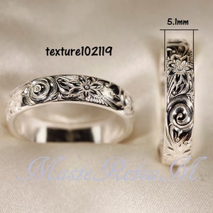 8Options 925 Sterling silver pattern rings, 3mm 7.7mm Wide TEXTURE-102119