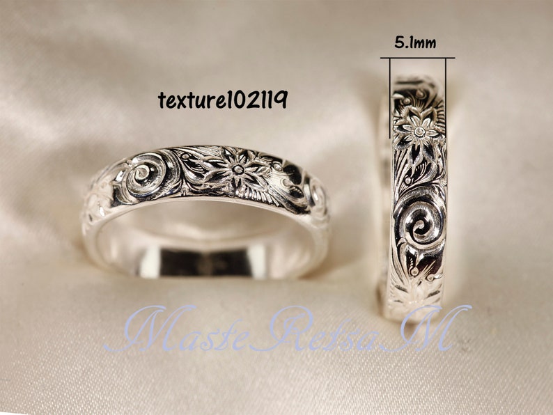 8Options 925 Sterling silver pattern rings, 3mm 7.7mm Wide TEXTURE-102119