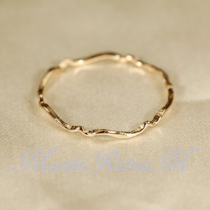 14K Yellow SOLID gold rings, WAVEA 0.8mm / 1.1mm / 1.4mm image 4