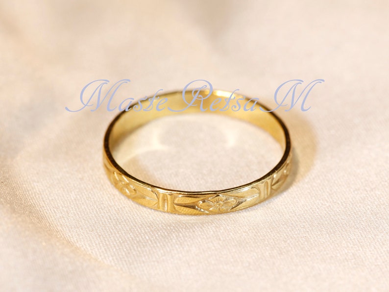 102124 925 Silver pattern ring, 14K gold Vermeil ring , 2.8mm width image 8