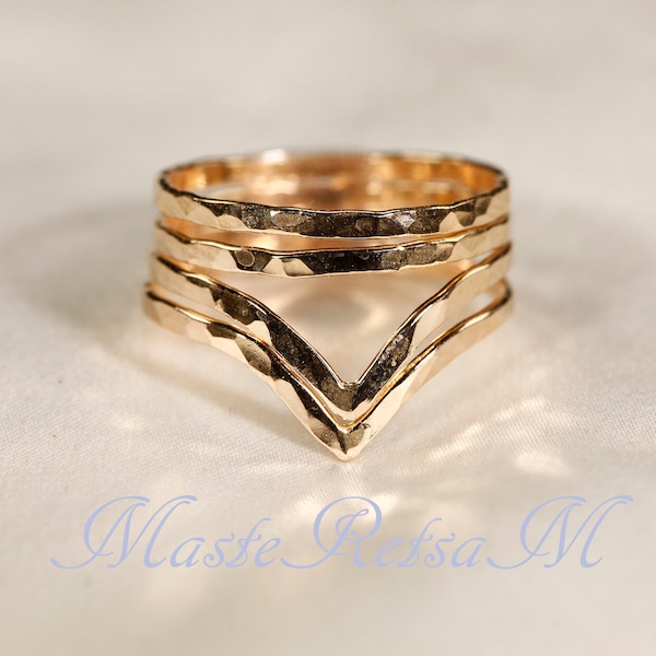 SET F  14k Gold Filled Stack Ring Set ,     Rose Gold Ring,     Silver rings.