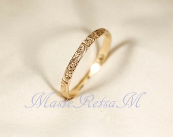 600164  14K Yellow SOLID gold ring,   Pattern ring,     Width--2.3mm