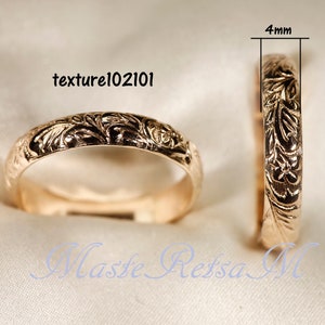 107801 14k Gold filled flower pattern rings, Silver pattern ring , 4mm width image 3