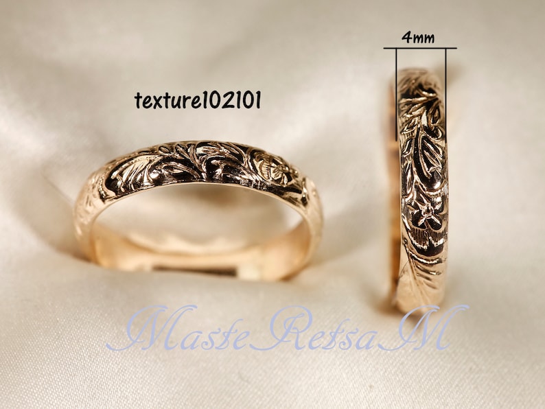 107801 14k Gold filled flower pattern rings, Silver pattern ring , 4mm width image 3