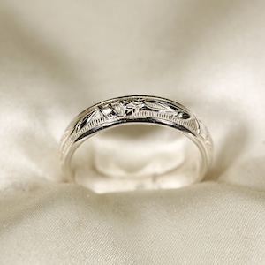102123        925 Sterling Silver Thick Vintage Pattern Ring, Handmade Vintage Style Pattern Ring  4.8mm width