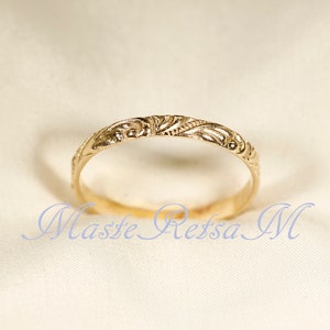 600104 14K Yellow SOLID gold ring, Pattern ring, 600104 ring Width2.6mm image 4