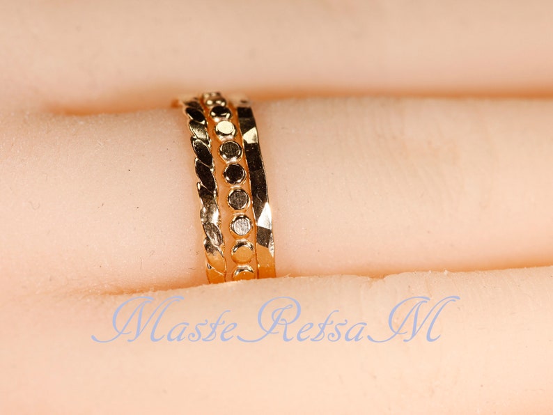 SET C 14k Gold Filled Stack Ring Set , Rose Gold Ring, Silver rings. image 8