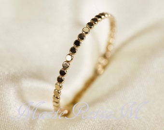 1.3mm   14K Yellow SOLID gold ring,         Flat bead ring