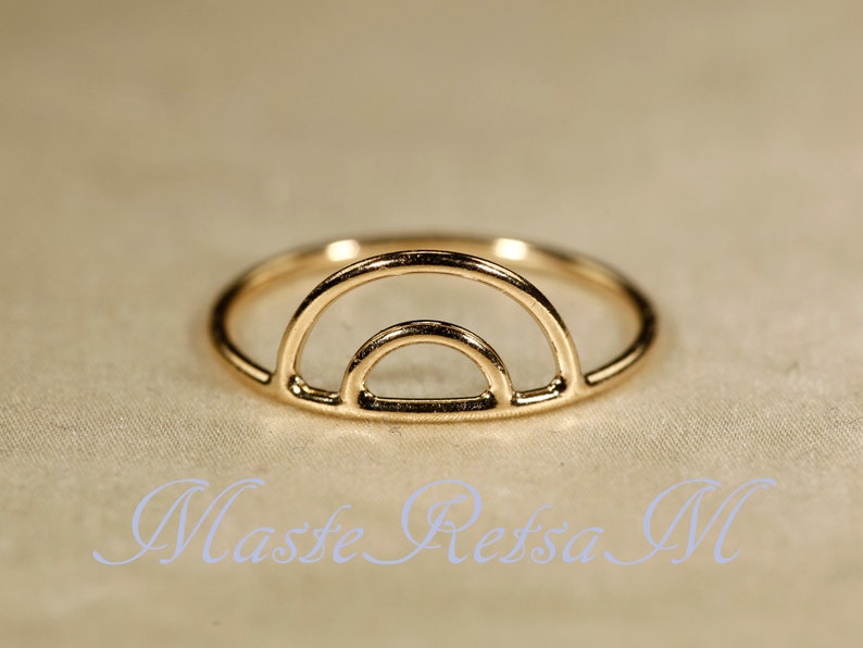 Double-Arch 14K Yellow gold filled ring, Silver double arch ring image 7