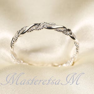 MASTERETSAM Twist-- 6,     Sterling silver Handmade Flat Twist Texture Ring, Handmade Twist Ring in 3 Material Options.
