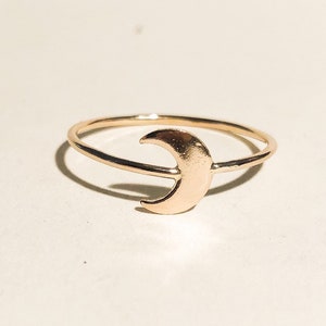 Gold Filled Moon Ring: Sterling Silver Crescent Ring (1mm Wire)