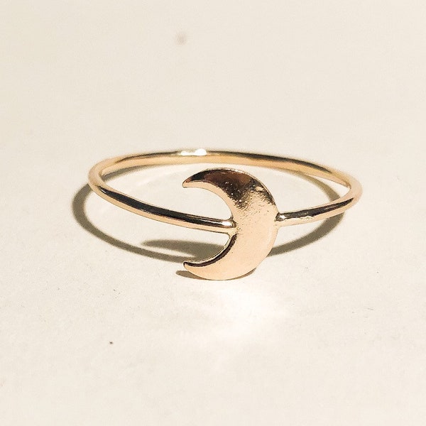 S-Moon ring,     Yellow gold filled moon  ring,      Rose gold filled  moon  ring,      Sterling silver  moon ring       wire- 1mm