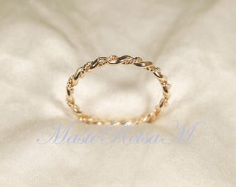 Twist n° 10 - Bague tressée en or 14 carats, nouvelle arrivée : bande empilable de 2 mm.