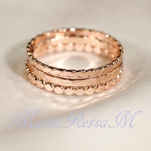 SET C 14k Gold Filled Stack Ring Set , Rose Gold Ring, Silver rings. Rose gold filled