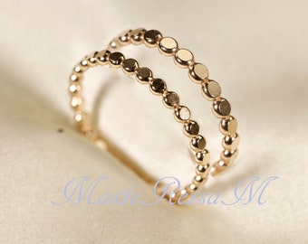 FLAT-Bead Ring, 14K Gold Filled ,  14K Rose Gold Filled ,  Sterling Silver,   2.1/2.7mm