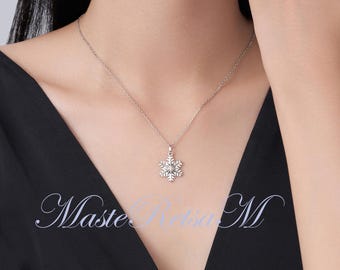 Sterling Silver Snowflake Pendant Necklace – 16-22 Inch Chain