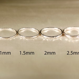 925 Silver Smooth & Hammered ring, 1-2.5mm width. image 3