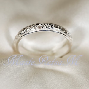 102126 925 Silver pattern ring, 14K Gold Vermeil ring 3.5mm width image 2