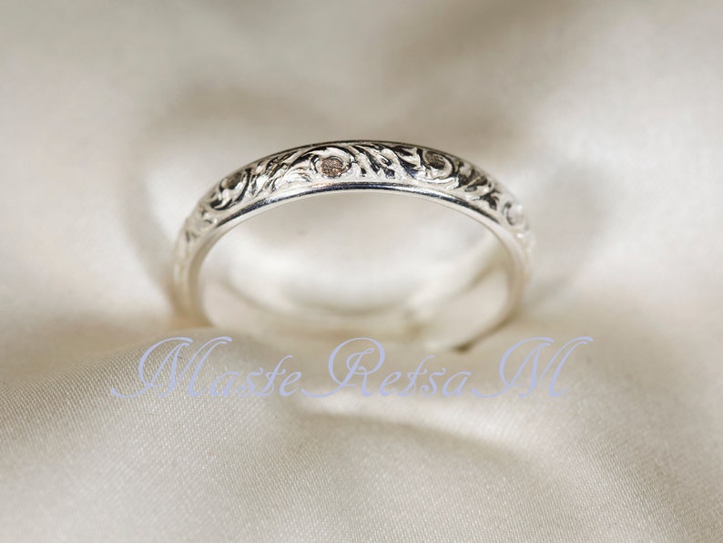 102126 925 Silver pattern ring, 14K Gold Vermeil ring 3.5mm width image 2