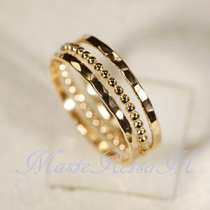 SET B 14k Gold Filled Stack Ring Set , Rose gold filled, Silver image 4