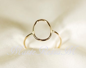 Q - RING, Bague ovale en or jaune, Argent, Or rose, Ovale:8X12mm