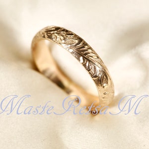 107801 14k Gold filled flower pattern rings, Silver pattern ring , 4mm width image 5