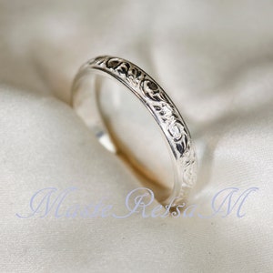 102126 925 Silver pattern ring, 14K Gold Vermeil ring 3.5mm width image 4