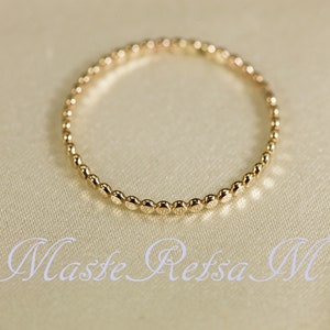 1.3mm 14K Yellow SOLID gold ring, Flat bead ring zdjęcie 2