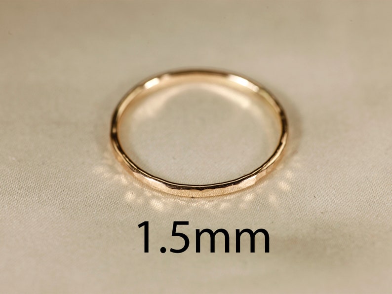 14k Gold Filled Ring, Flat wire, Smooth rings, Hammered Rings, 1-2.5mm width. image 6