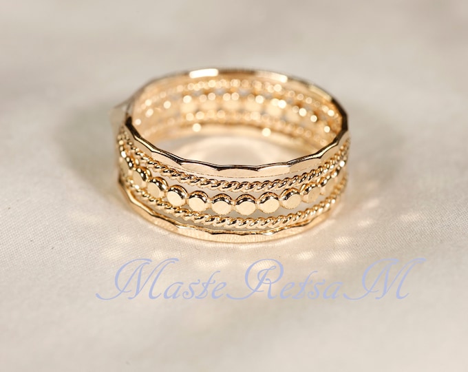 Handmade 14k Gold Filled Stackable 5 Rings Set-G by MasteRetsaM: Minimalist Band Rings.