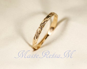600123 14K Yellow SOLID gold ring,   Pattern ring,     Width--2.3mm