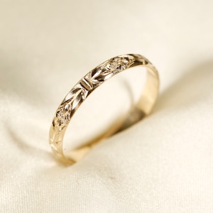 14K Yellow SOLID gold ring, Pattern ring, 600971 ring Width2.8mm image 4