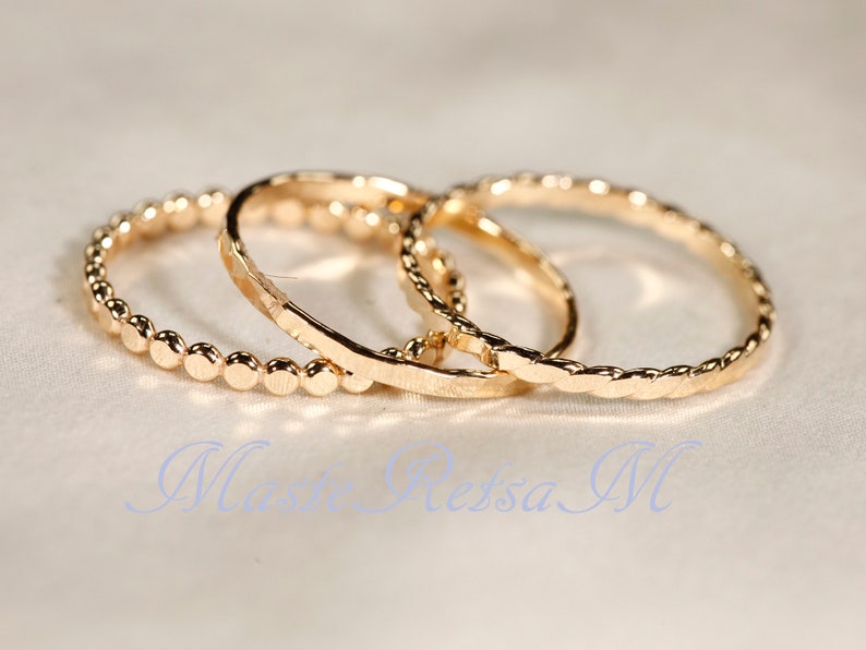 SET C 14k Gold Filled Stack Ring Set , Rose Gold Ring, Silver rings. image 4