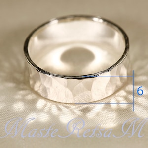 925 Silver, Hammered RINGs, width3-8mm 6mm Hammered