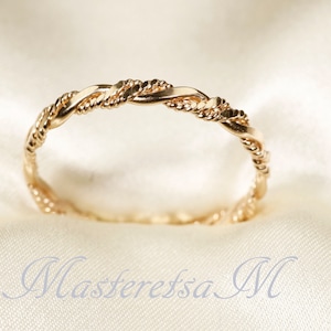 Twist- 6,      14K Gold filled Twisted Flat texture  ring,   Sterling Silver ring ,  Rose gold filled ring   2.2mm width, 1mm Thickness.