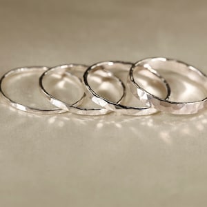 925       Silver  Hammered  ring,       1-2.5mm width.